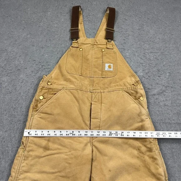 VTG Carhartt Bib Overalls Mens 36x30* Quilt Lined Double Knee Duck Canvas R03BRN